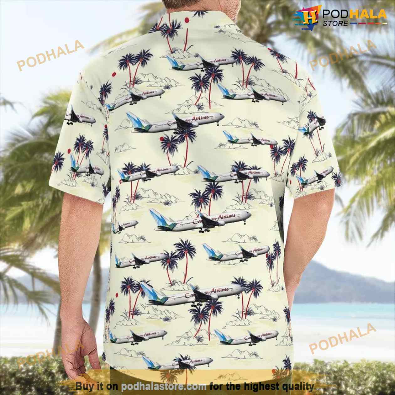 Caribbean Airlines Boeing 767-300er Button Up Hawaiian Shirt Caribbean Airlines Boeing 767-300er Button Up Hawaiian Shirt