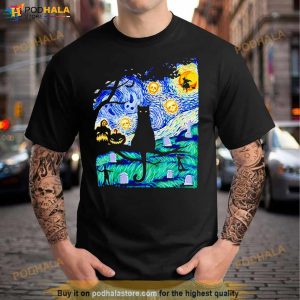 Cat Scary Night Cat Tee Van Gogh Halloween Shirt
