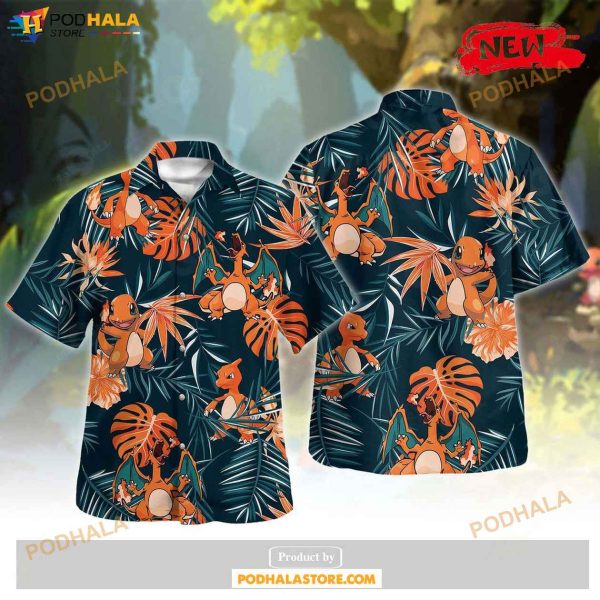 Charizard Charmeleon Charmander Tropical Design Hawaiian Shirt, Tropical Shirt