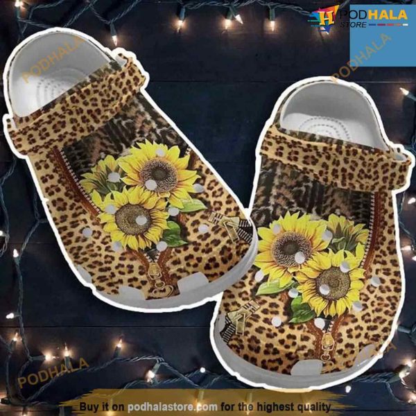 Cheetah Sunflower Crocs Shoes Custom Shoe Gifts For Mother Day