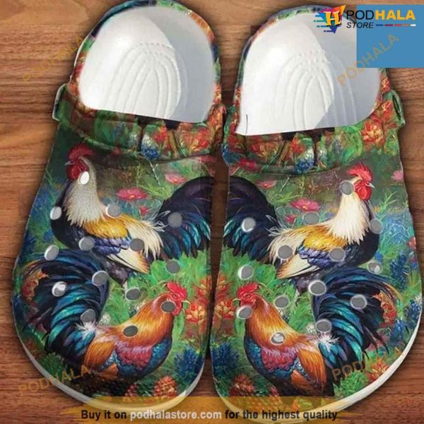 Chicken Rooster Nature Flower 3d Full Printing Croc Chicken Lovers Idea Crocs Clog For Men Women