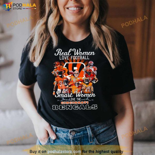 Cincinnati Bengals Real Women Love Baseball Smart Women Love The Cincinnati Bengals Signatures 2023 Shirt