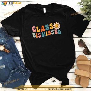 Class Dismissed Last Day Of School Groovy Retro Graduation Shirt 2