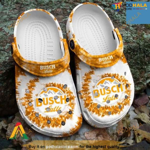Classic Tie Dye Graphic Busch Latte Classic Clogs Croc Shoes Gifts For Son Husband Clog For Men Women