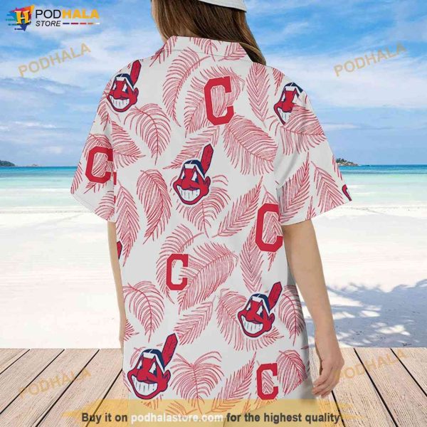 Cleveland Indians Hawaiian Shirt Sketch Palm Leaves Pattern, Vacation Gift MLB Fans