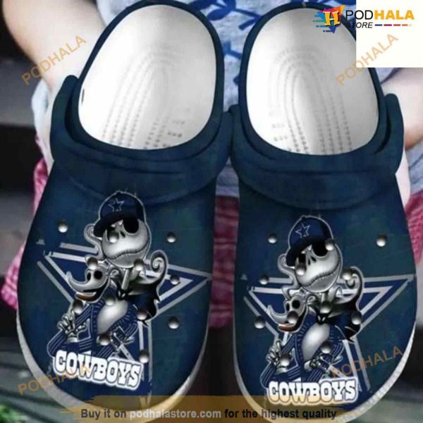 Disney Jack Skellington Dallas Cowboys NFL Football Adults Clog Shoes