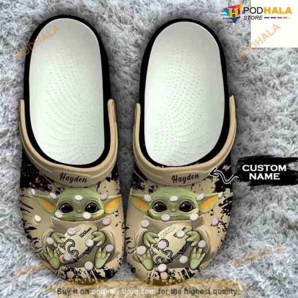 Clog Shoes Personalized Baby Yoda New Orleans Saints NFL Crocs
