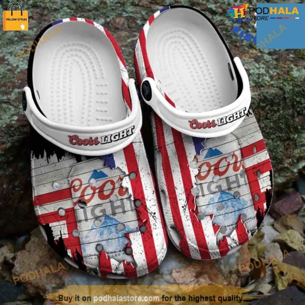 Coors Light American Flag Crocs Classic Clog Shoes
