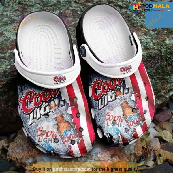 Coors Light Beer American Flag Cracks Crocs Clog Shoes