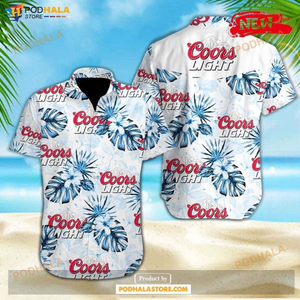 Coors Light Tropical Flower White Design Hawaiian Shirt