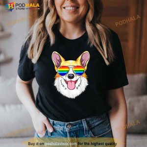 Corgi Gay Pride Flag Lgbt Rainbow Sunglasses Corgi Shirt 2