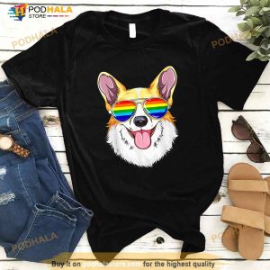 Corgi Gay Pride Flag Lgbt Rainbow Sunglasses Corgi Shirt 3