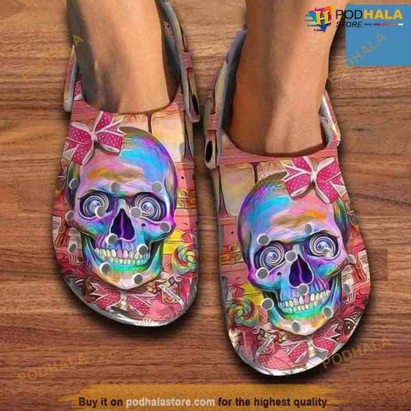 Creepy Smile Smile Candy Illusion Designs Skull Art Crocs Clog Shoes