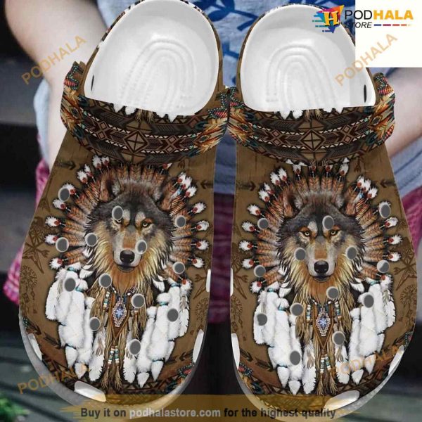 Crocs Shoes Native American Wolf