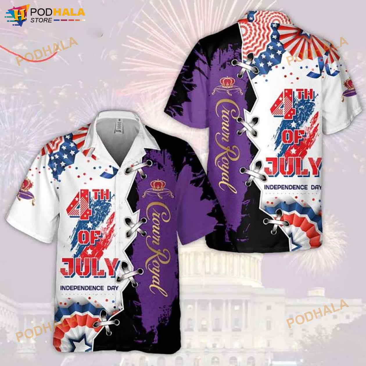 Crown Royal 4th Of July Independence Day 3D Funny Hawaiian Shirt Crown Royal 4th Of July Independence Day 3D Funny Hawaiian Shirt