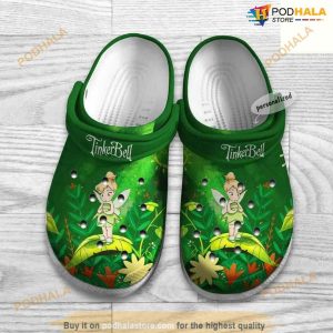 Cute Shy Tinker Bell Green Pattern Graphic Cartoon Crocs Clog Shoes