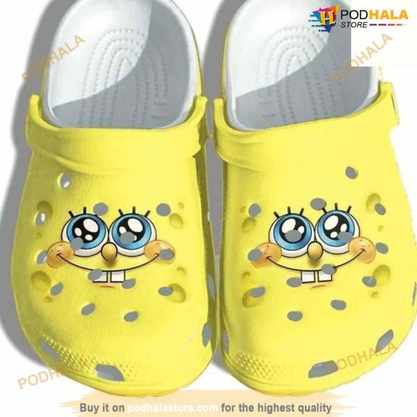 Cute Yellow Spongebob Face Cartoon Crocs For Men Women