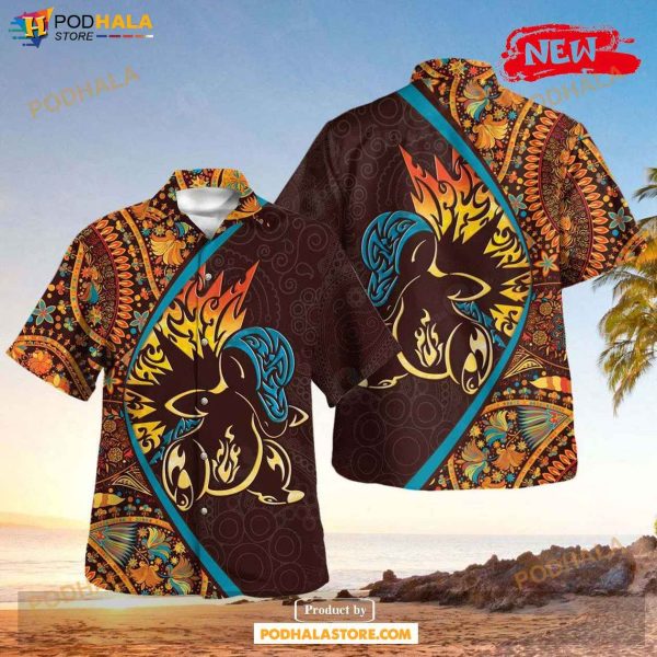 Cyndaquil Paisley Pattern Design Hawaiian Shirt, Tropical Shirt for Women Men