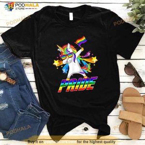 Dabbing Unicorn Gay Pride Lgbt Lesbian Rainbow Flag Shirt 2