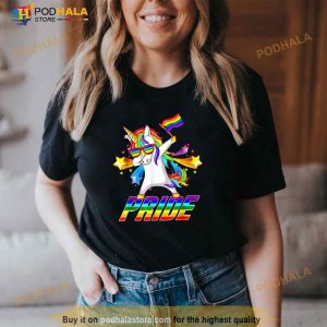 Dabbing Unicorn Gay Pride Lgbt Lesbian Rainbow Flag Shirt 3