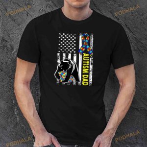 Dad Autism Awareness American Flag Fathers Day For Men Daddy Shirt 2