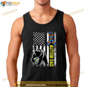 Dad Autism Awareness American Flag Fathers Day For Men Daddy Shirt 3