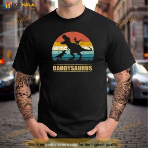 Daddy Dinosaur Daddysaurus 2 Kids Fathers Day Gift For Dad Shirt 2