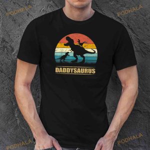 Daddy Dinosaur Daddysaurus 2 Kids Fathers Day Gift For Dad Shirt 3