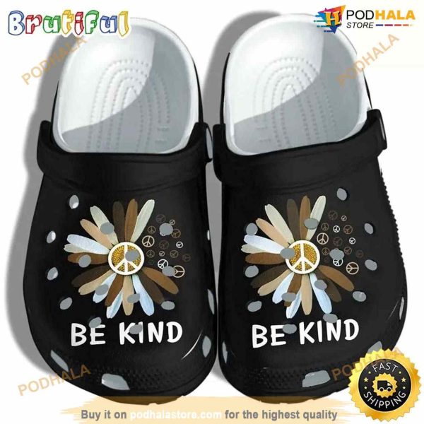 Daisy Flower Brown Be Kind Crocs Shoes Clogs