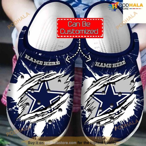 Dallas Cowboys Football Ripped Through Custom Name Crocsband Clog Comfortable Water Shoes