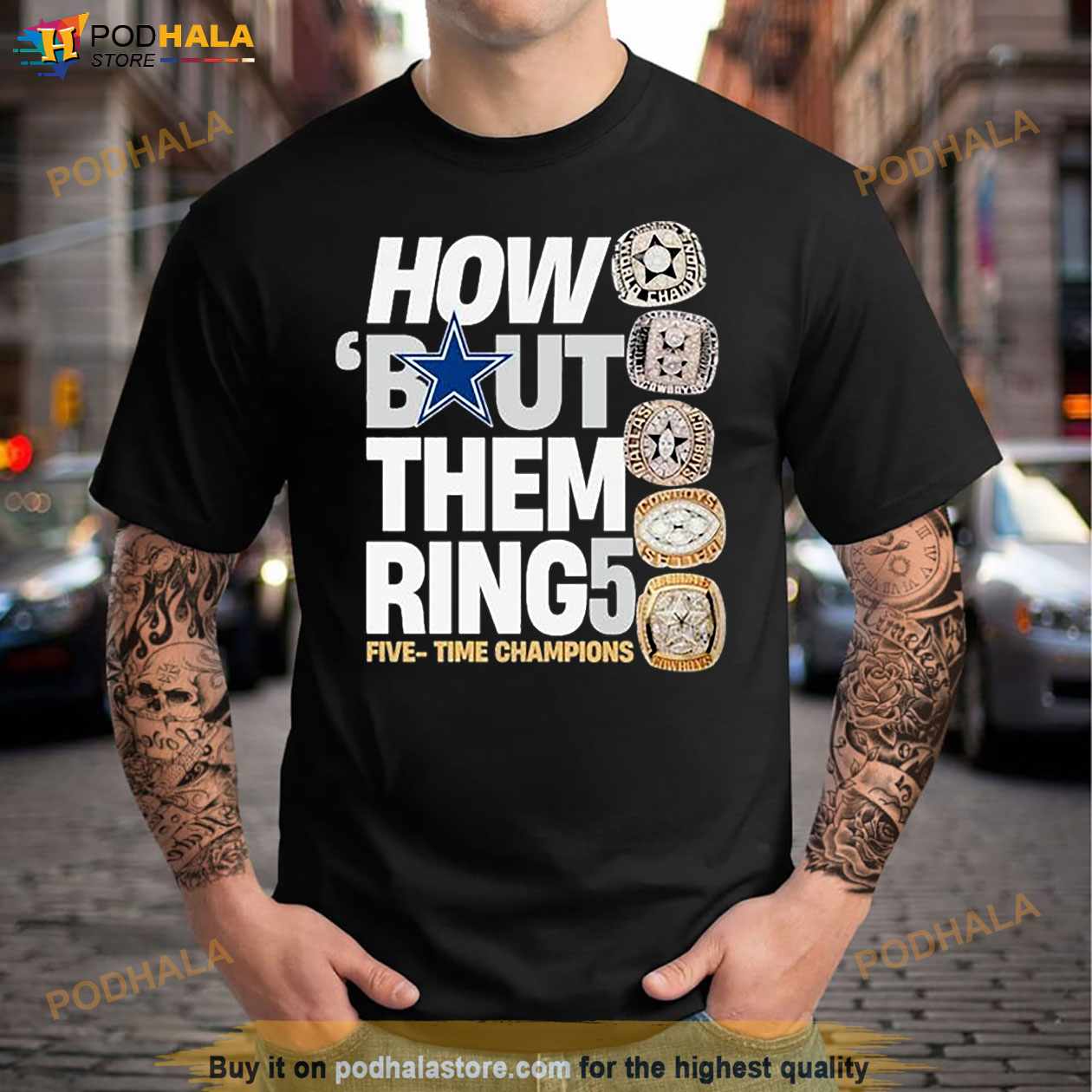 Dallas Cowboys How Bout Them Ring Five Time Champions Shirt