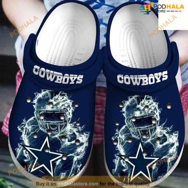 Dallas Cowboys Robot Pattern Crocs Classic Clogs Shoes In Dark Blue