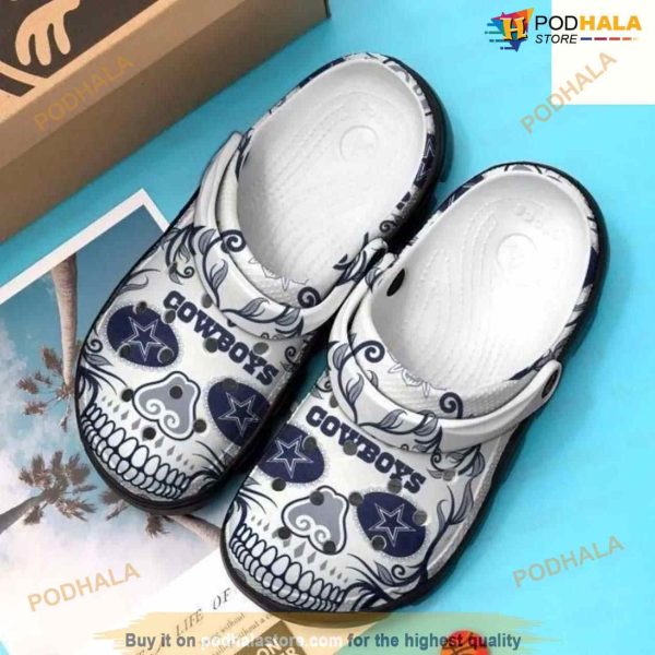 Dallas Cowboys Skull Gift For Fan Rubber Crocsband Clogs Comfy Footwear Tl97