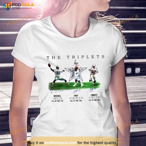 Dallas Cowboys The Triplets Michael Irvin Troy Aikman Emmitt Smith signatures Shirt