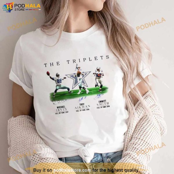 Dallas Cowboys The Triplets Michael Irvin Troy Aikman Emmitt Smith signatures Shirt