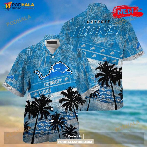 Detroit Lions NFL Hawaiian Shirt, Palm Tree Summer Pattern Hawaii 3D Shirt
