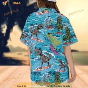 Dinosaur Aloha Hawaiian Shirt Beach Tropical Dino Saurus Button Down Shirt 3