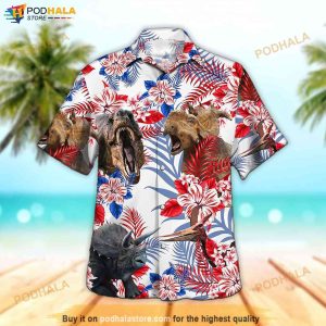 Dinosaur American Flag Unisex Hawaiian Shirt Aloha 4th Of July Hawaiian Shirt 3