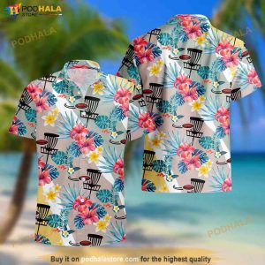 Disc Golf Silhouette Hawaiian Shirt, Flying Disc Sport Shirt, Disc Golf Lover Gift