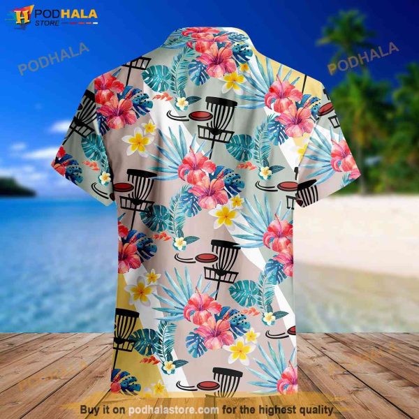 Disc Golf Silhouette Hawaiian Shirt, Flying Disc Sport Shirt, Disc Golf Lover Gift