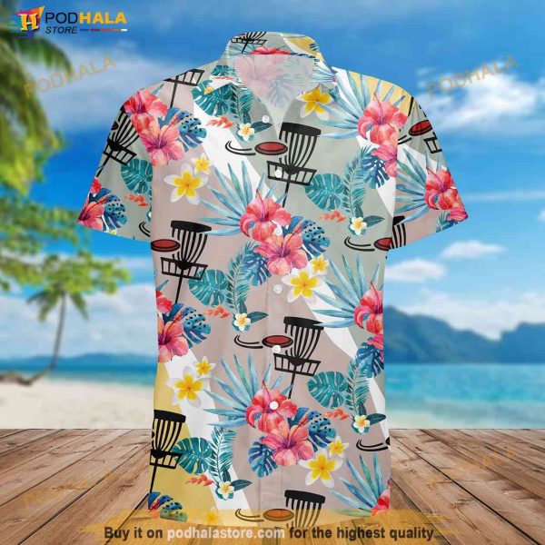 Disc Golf Silhouette Hawaiian Shirt, Flying Disc Sport Shirt, Disc Golf Lover Gift