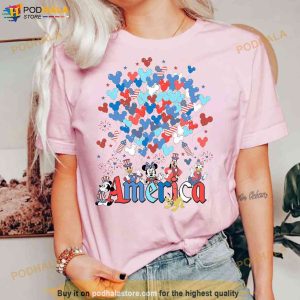 Disney America Shirt, Mickey & Friends 4th of July Balloons Independence Day Tee