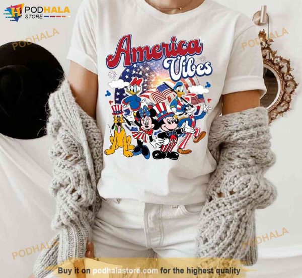 Disney America Vibes Happy 4th of July Shirt, Mickey & Friends Independence Day Gift