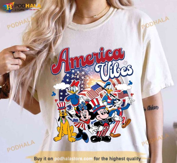 Disney America Vibes Happy 4th of July Shirt, Mickey & Friends Independence Day Gift