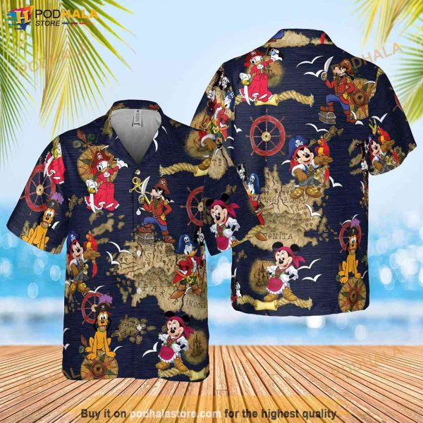 Disney Pirates Of Caribbean Hawaiian Shirt, Mickey And Friends A Pirate’s Life
