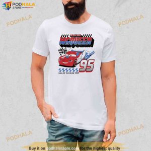 Disney Pixar Cars Lightning McQueen Americana Car Race White Shirt