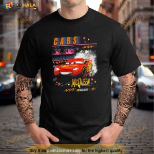 Disney Pixar Cars Lightning McQueen Palm Tree Sunset Shirt