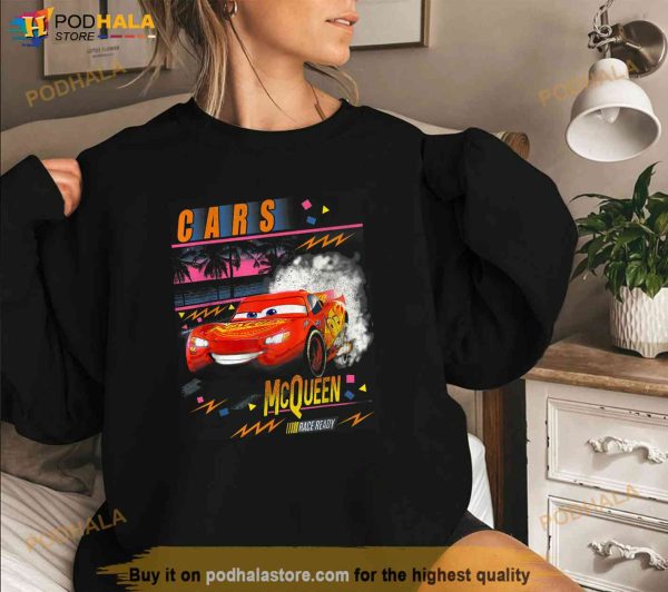 Disney Pixar Cars Lightning McQueen Palm Tree Sunset Shirt