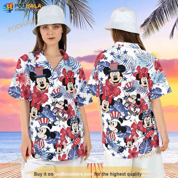 Disneyland Independence Day Hawaiian Shirt, Mickey Minnie 4th of July Hawaii Shirt