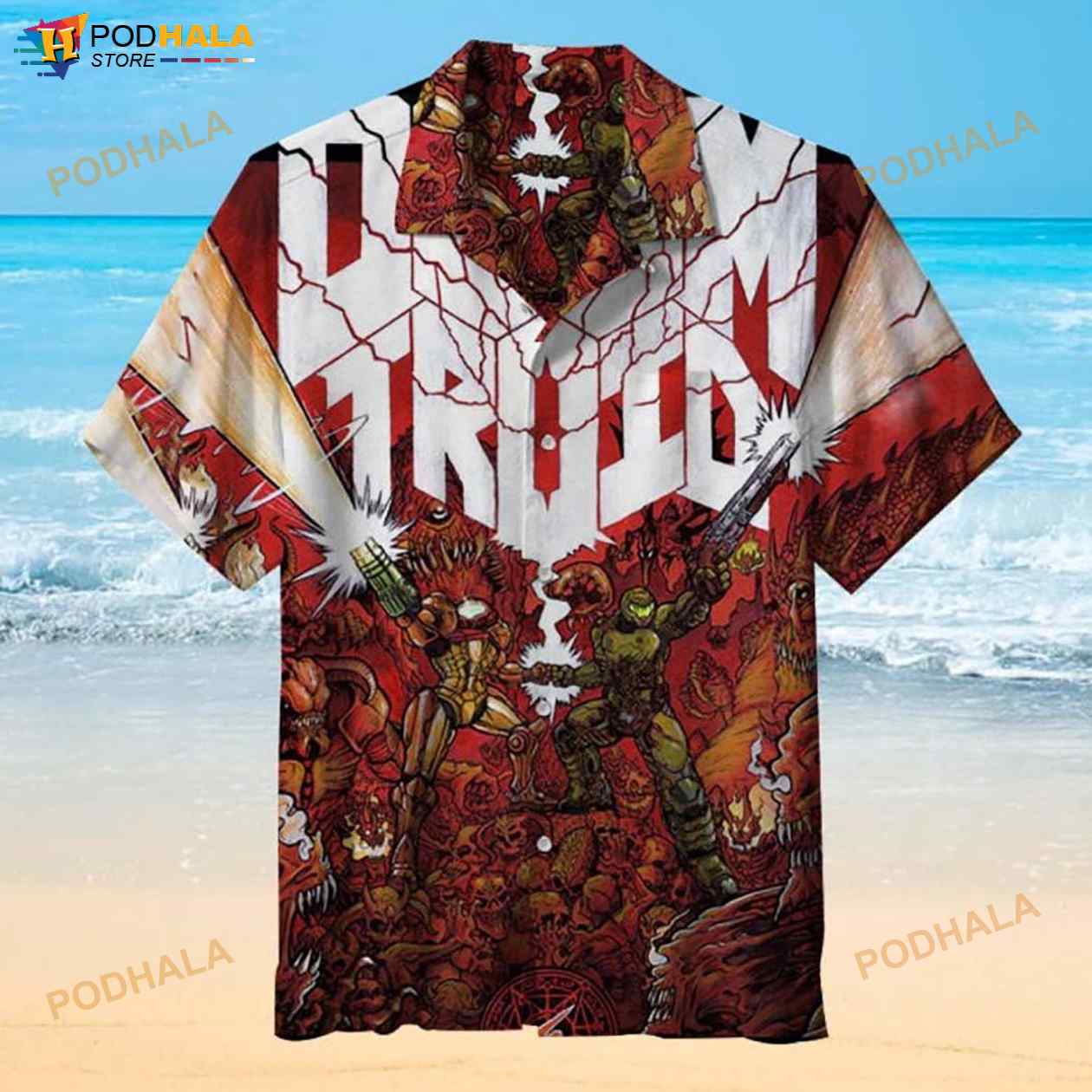 Doom 3D Funny Hawaiian Shirt Doom 3D Funny Hawaiian Shirt